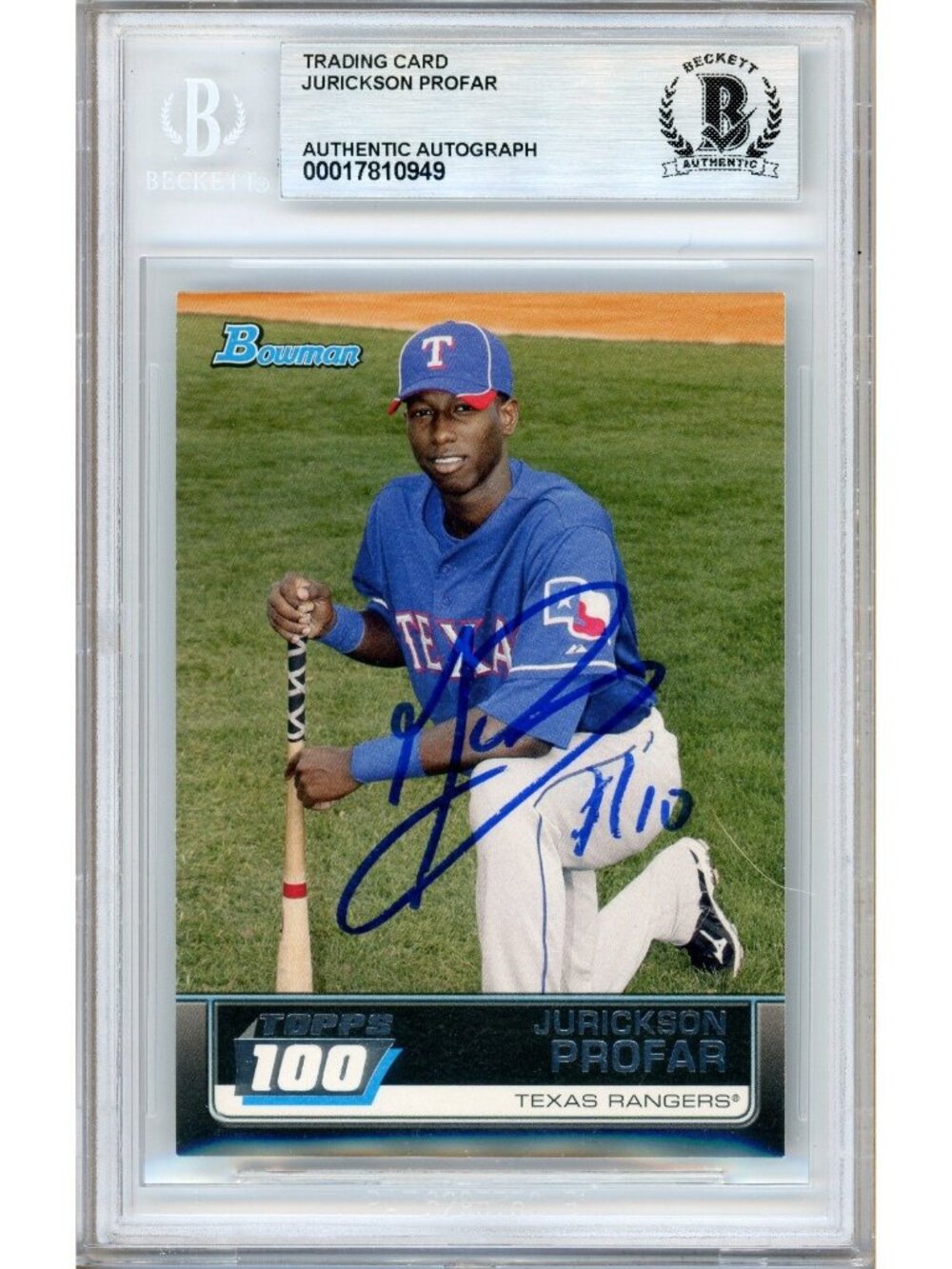 Jurickson Profar Signed 2011 Bowman Topps 100 #TP44 Texas Rangers BAS Slab Auto